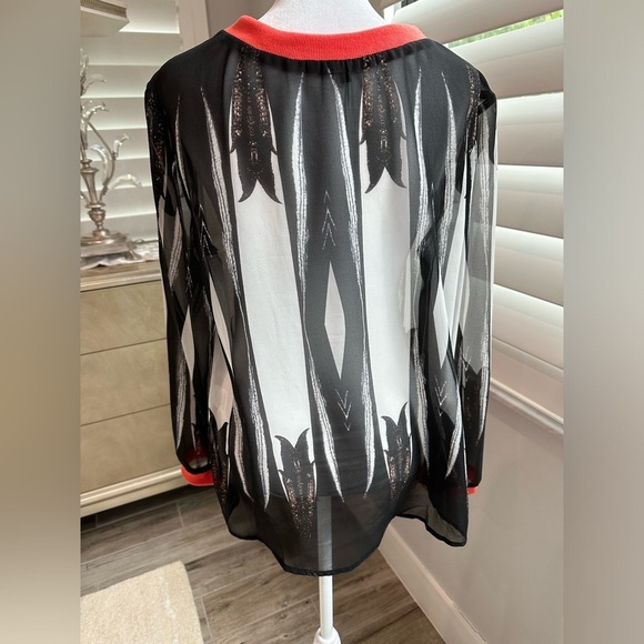Tesoro Moda Long Sleeve Sheer Blouse, Size L - Picture 2 of 9